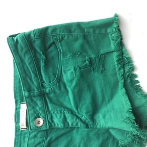 Women’s Bullhead Green Stretch Denim Shorts
